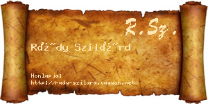 Rády Szilárd névjegykártya